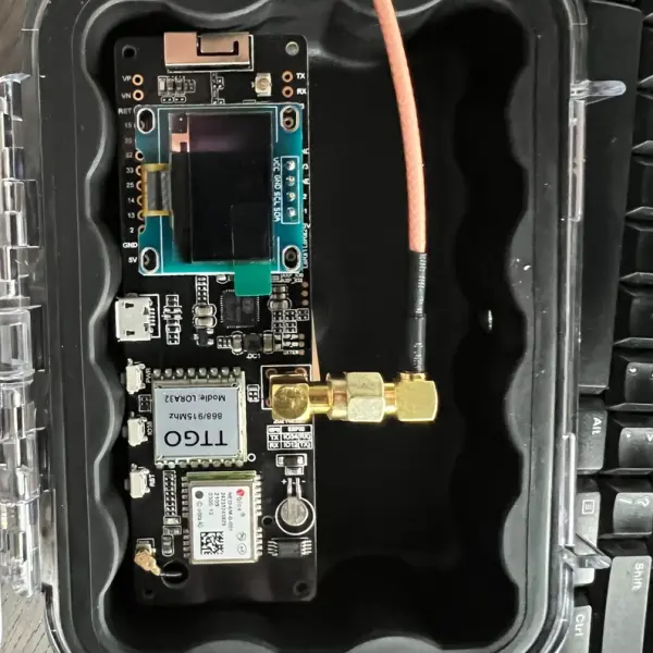 Meshtastic TTGO T-Beam Board v1.2 18650 Battery Powered GPS & LoRA Mesh w/ Pelican 1010 w/ 3D Printed Board with Battery for Easy Removal