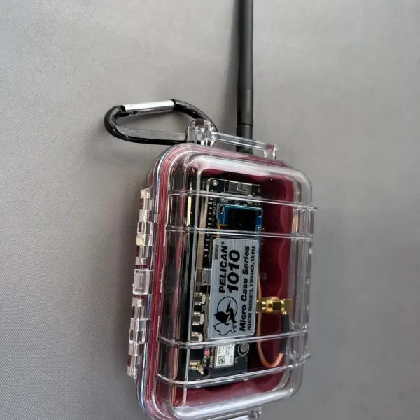 Meshtastic TTGO T-Beam Board v1.2 18650 Battery Powered GPS & LoRA Mesh w/ Pelican 1010 w/ 3D Printed Board with Battery for Easy Removal