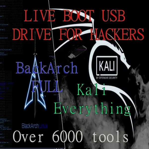 Hackers usb live boot kali blackarch over 6000 tools 1 usb no trace legacy/Uefi